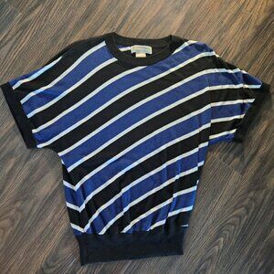 MICHAEL KORS Cotton/Rayon Diagonal Striped Sweater SIZE XS